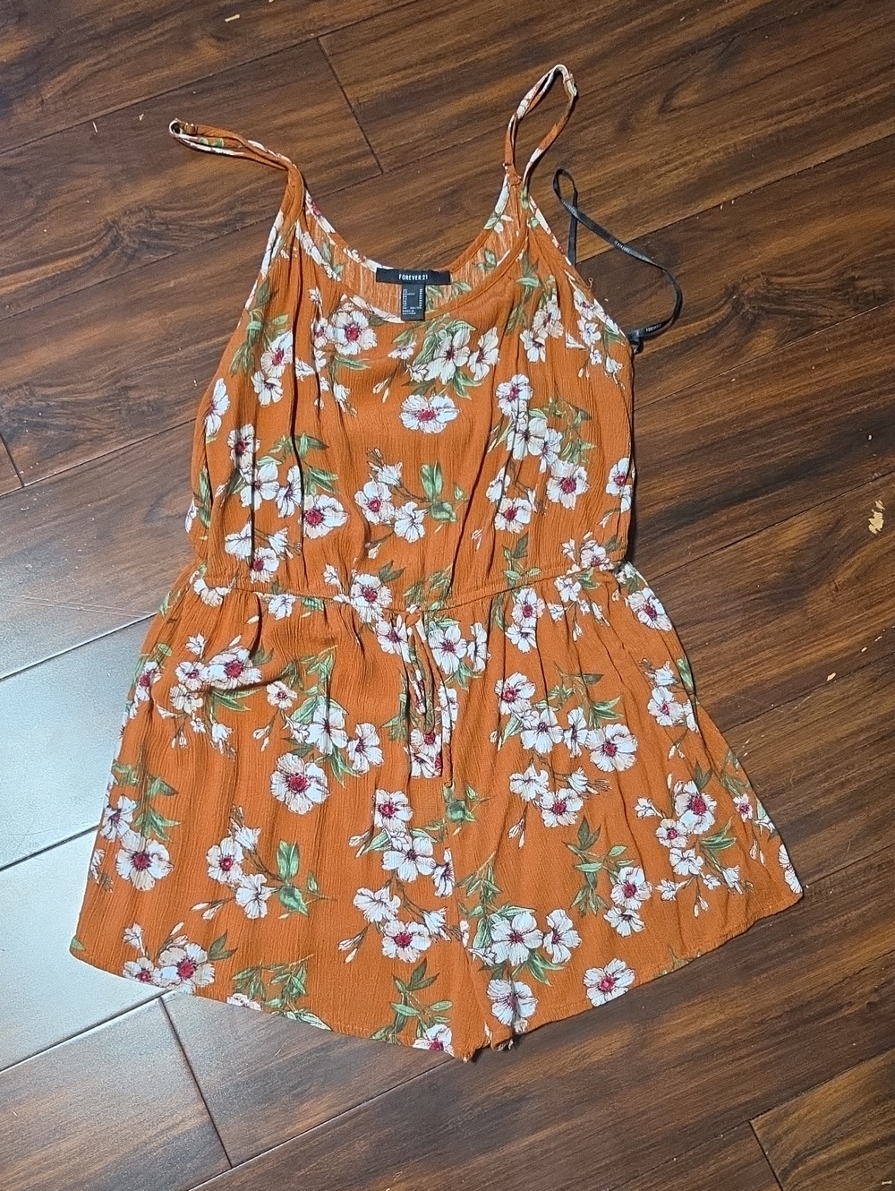 Forever 21 Rust Orange Floral Sleeveless Romper